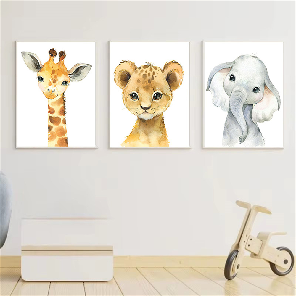 Baby Nursery Jungle - サファリの保育園装飾3枚セット ポスター ジャングル動物 保育園の壁アートプリント 赤ちゃん動物プリント 子供部屋