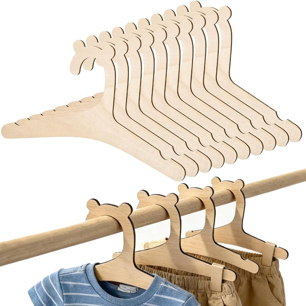 Baby Nursery Uniform - 10/20 個ベビークリエイティブハンガーラックベビー木製洋服ハンガーホームベビールーム保育園の装飾子供のためのプレゼント