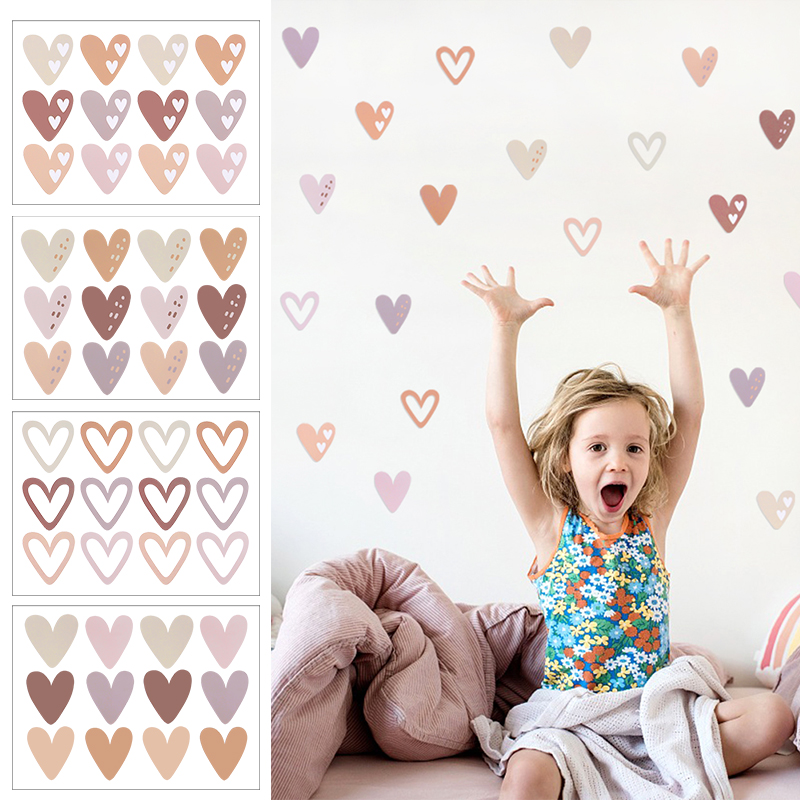 Baby Nursery Vinyl Wall Stickers - 子供のビニールのウォールステッカー,芸術的なステッカー,赤ちゃん、女の子、男の子、部屋、子供部屋、家のための素敵なハートのウォールステッカー,2個