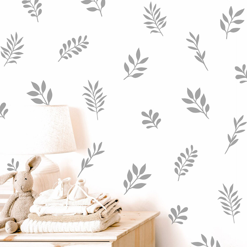 Baby Nursery Vinyl Wall Stickers - 41 個植物の葉の壁のステッカープレイルーム寝室自然植物木の葉壁デカールベビー保育園ビニール家の装飾