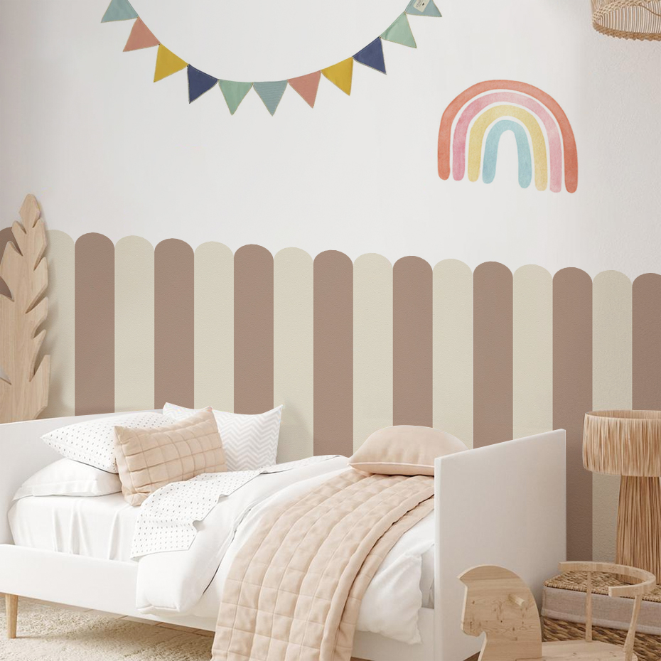 Baby Nursery Wall Decals - マルチカラー縦ストライプアーク壁紙保育園子供壁アートキッズルームリビングルーム家の装飾防水ピールアンドスティック