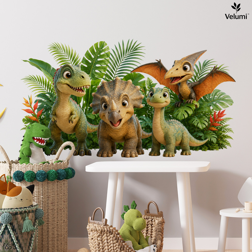 Baby Nursery Wall Decals - かわいい 3D 恐竜ウォールステッカー子供恐竜誕生日パーティーの装飾子供部屋恐竜ウォールステッカー