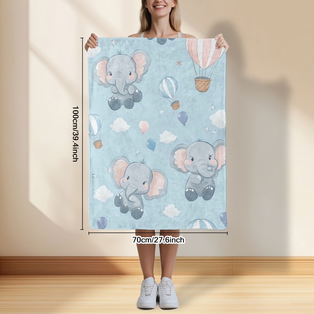 愛らしい赤ちゃん象の熱気球水彩画柄スローケット、子供・幼児の - Baby Nursery Elephant Theme のレビューと価格