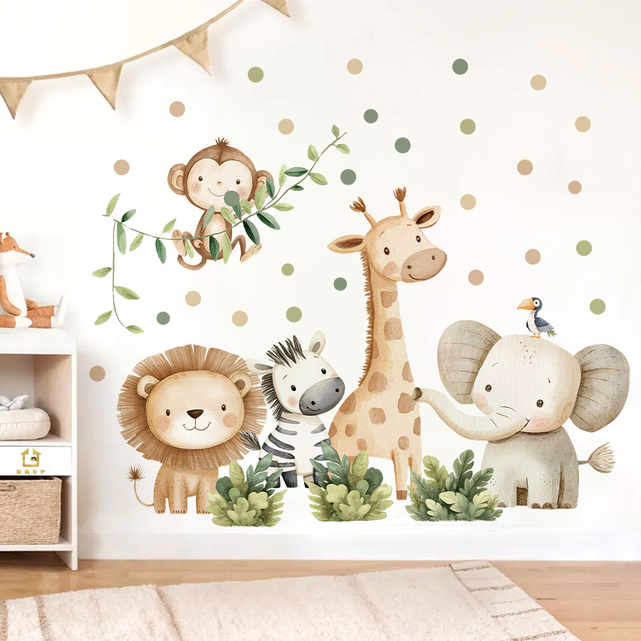 自由奔放に生きる森の動物ウォールステッカーキッズルーム用男の - Baby Nursery Wall Decals のレビューと価格