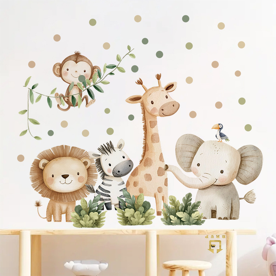 自由奔放に生きる森の動物ウォールステッカーキッズルーム用男の - Baby Nursery Wall Decals のレビューと価格