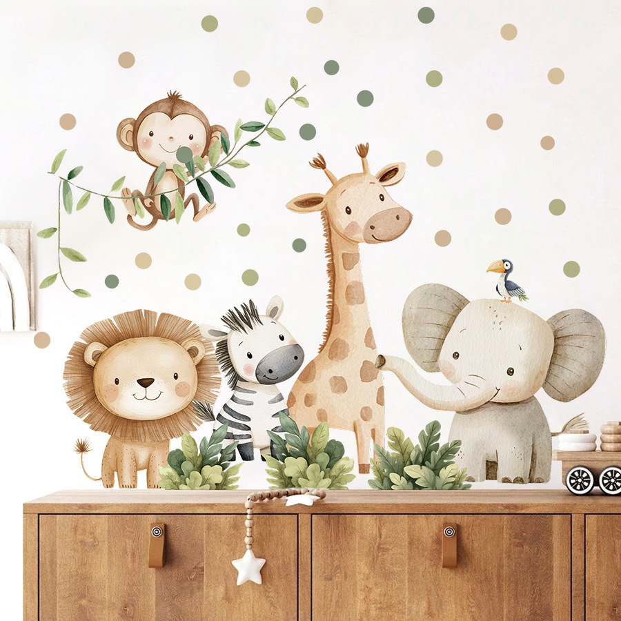 自由奔放に生きる森の動物ウォールステッカーキッズルーム用男の - Baby Nursery Wall Decals のレビューと価格