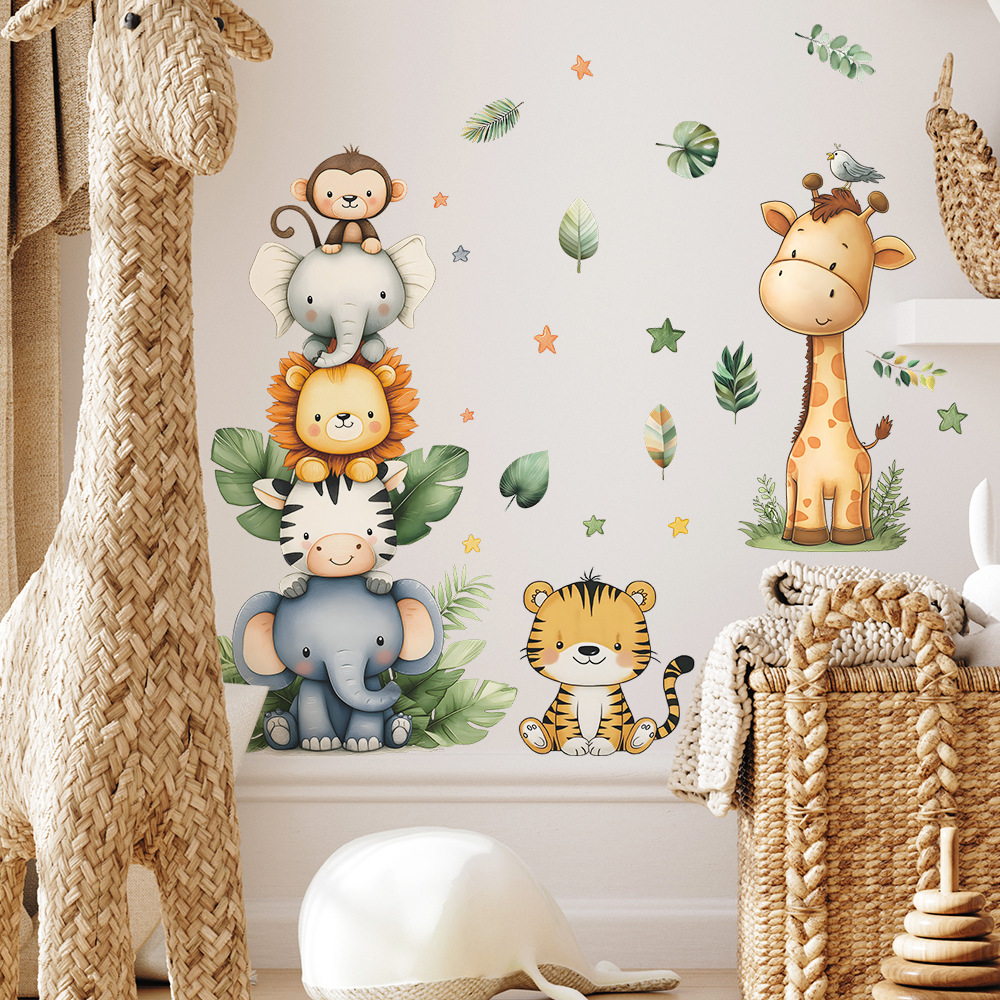 自由奔放に生きる森の動物ウォールステッカーキッズルーム用男の - Baby Nursery Wall Decals のレビューと価格