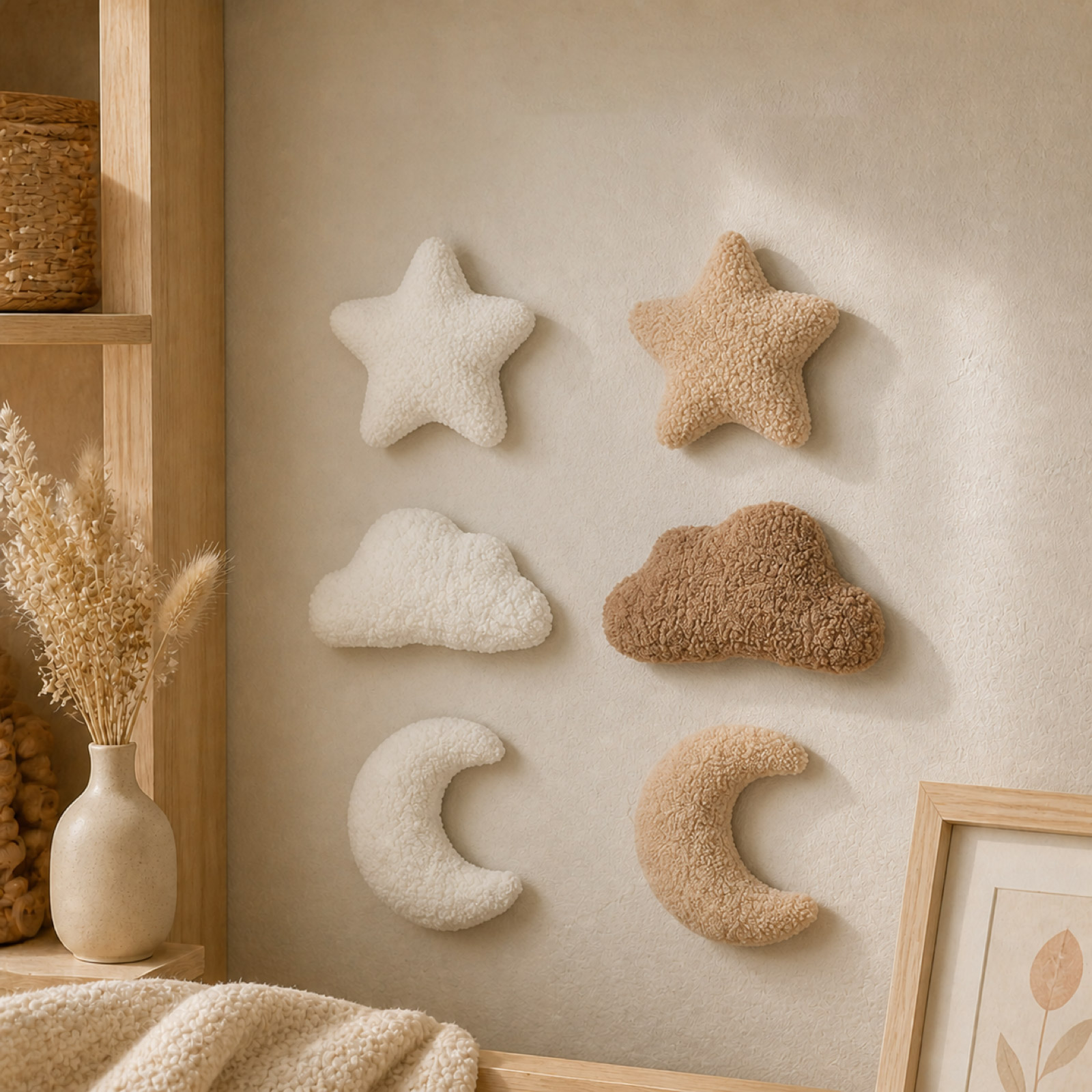 3D立体ぬいぐるみの壁飾りセット。雲、星、月のモチーフで、ベ - Baby Nursery Accent Wall のレビューと価格