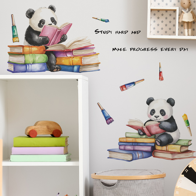 学習用のかわいい赤ちゃんパンダ3Dビニールウォールアート壁画 - Baby Nursery Vinyl Wall Stickers のレビューと価格