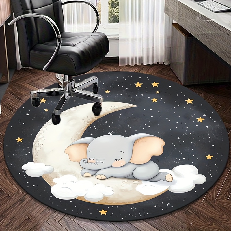 かわいい象、月、星、丸いラグ、ベビー保育園の装飾、子供部屋の - Baby Nursery Elephant Theme のレビューと価格