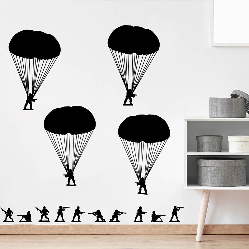 陸軍男性兵士空挺部隊ウォールステッカー保育キッズルーム戦争武 - Baby Nursery Vinyl Wall Stickers のレビューと価格