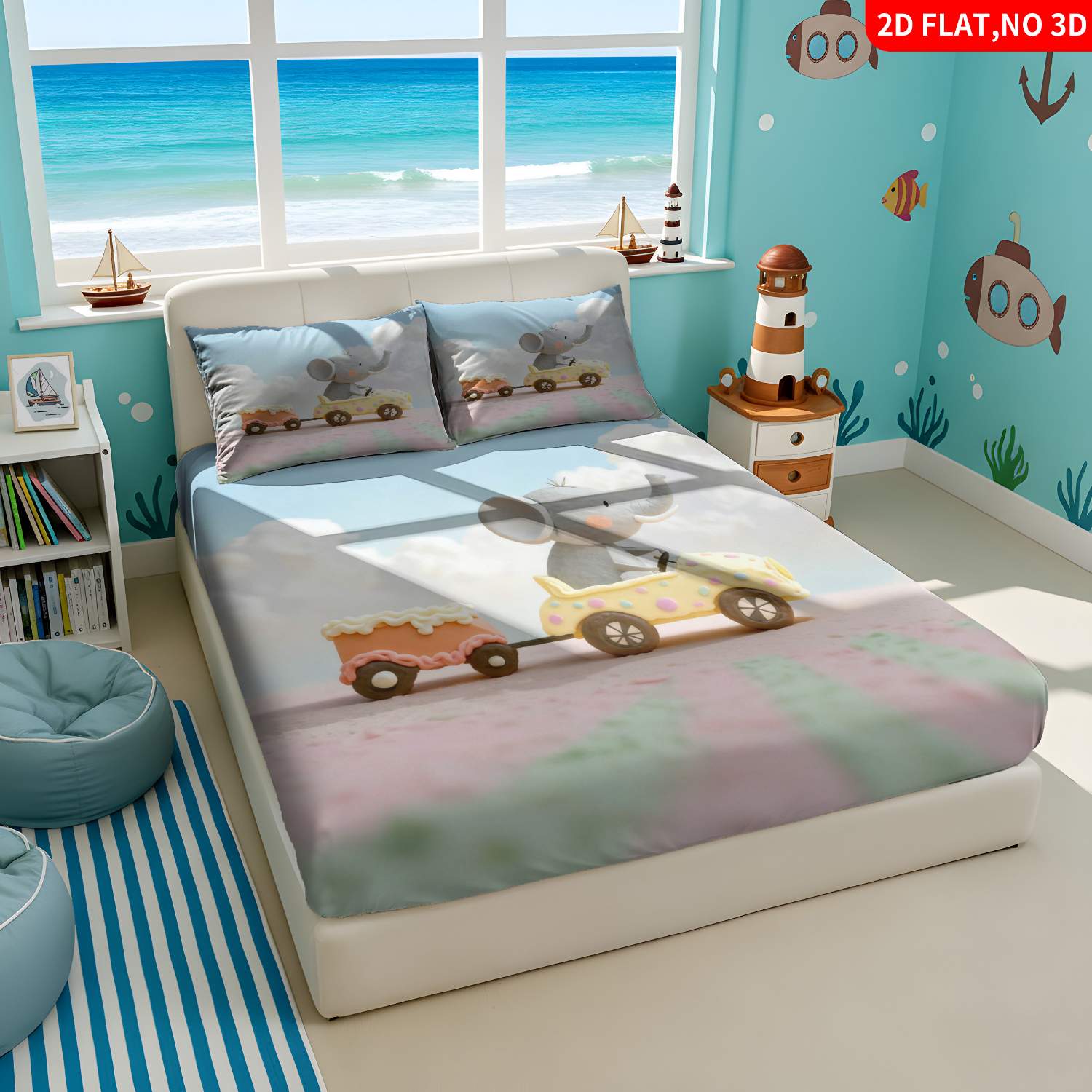 クリスマス2Dデジタルプリント3点寝具セット（フィットシーツ - Baby Nursery Elephant Theme のレビューと価格