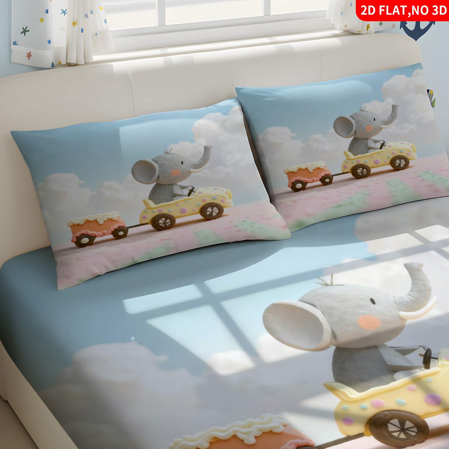 クリスマス2Dデジタルプリント3点寝具セット（フィットシーツ - Baby Nursery Elephant Theme のレビューと価格