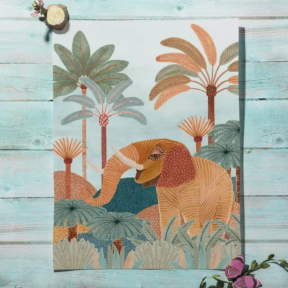 自由奔放に生きるジャングルの動物、虎、猿、キリン、ココナッツ - Baby Nursery Jungle のレビューと価格