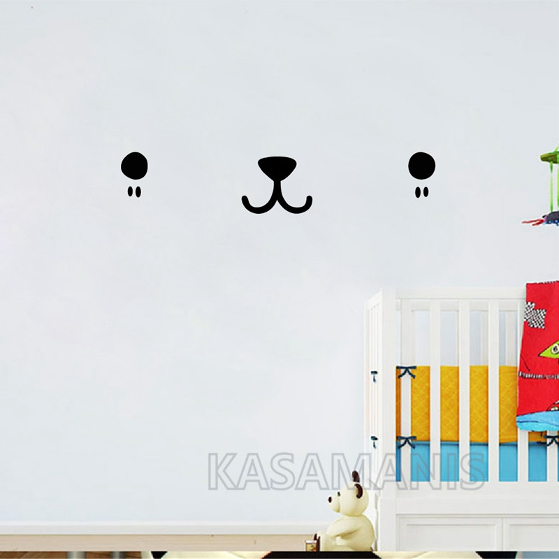 ウォールステッカーかわいいカワイイフェイスアートデカール猫犬 - Baby Nursery Vinyl Wall Stickers のレビューと価格