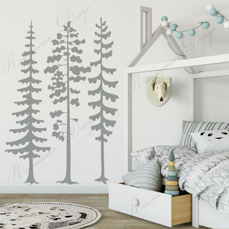 ミニマリスト森林松の木ウォールデカール自然森林ビニールウォー - Baby Nursery Vinyl Wall Stickers のレビューと価格
