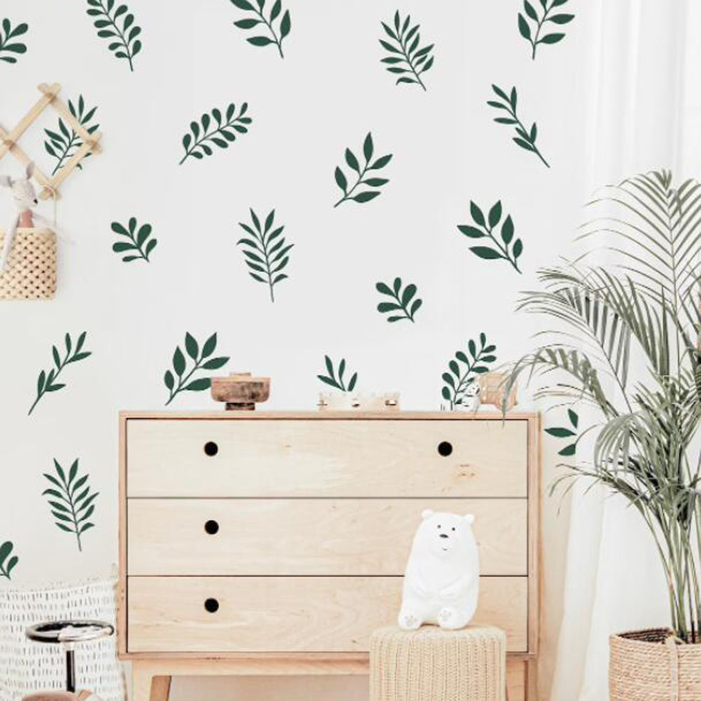 41 個植物の葉の壁のステッカープレイルーム寝室自然植物木の - Baby Nursery Vinyl Wall Stickers のレビューと価格