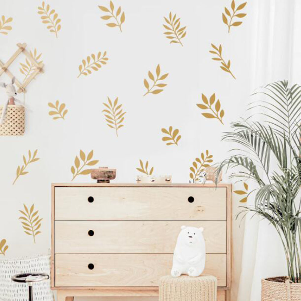 41 個植物の葉の壁のステッカープレイルーム寝室自然植物木の - Baby Nursery Vinyl Wall Stickers のレビューと価格
