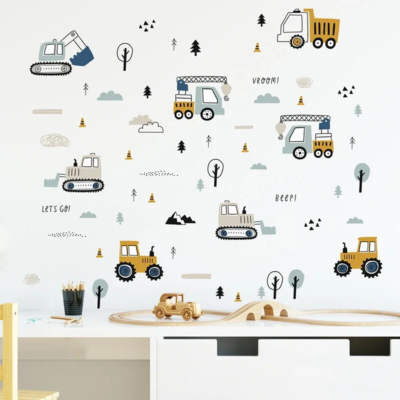 手描きのかわいい車貨物トラックの壁のステッカーキッズルーム車 - Baby Nursery Wall Decals のレビューと価格