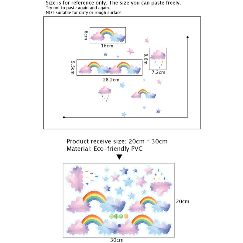漫画の雲と虹のウォールステッカー 子供部屋 ワードローブ ホ - Baby Nursery Layout のレビューと価格