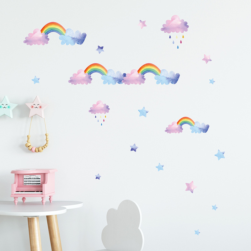 漫画の雲と虹のウォールステッカー 子供部屋 ワードローブ ホ - Baby Nursery Layout のレビューと価格