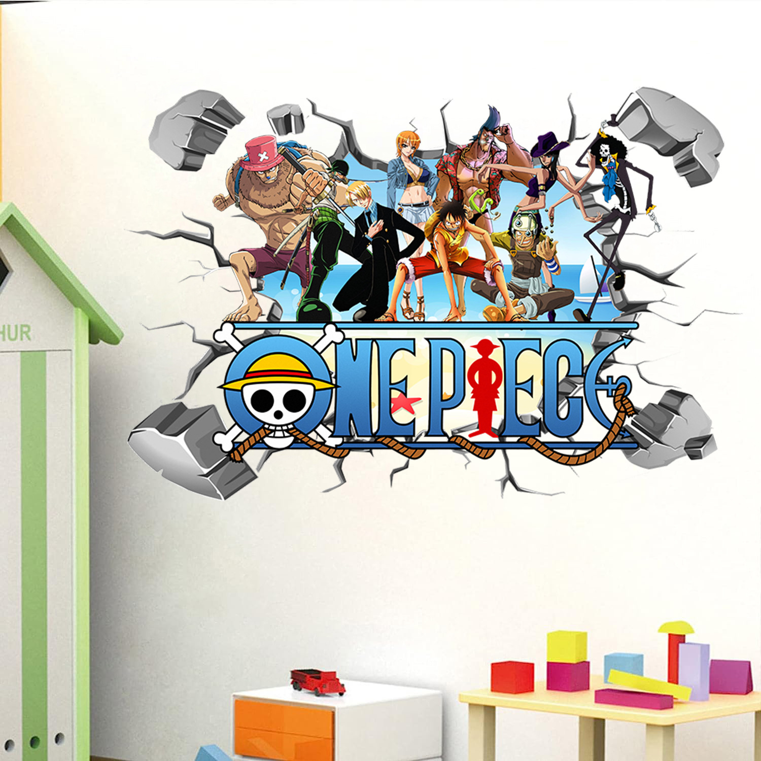 漫画ワンピースルフィ 3D ウォールステッカー子供部屋の装飾 - Baby Nursery Wall Decals のレビューと価格