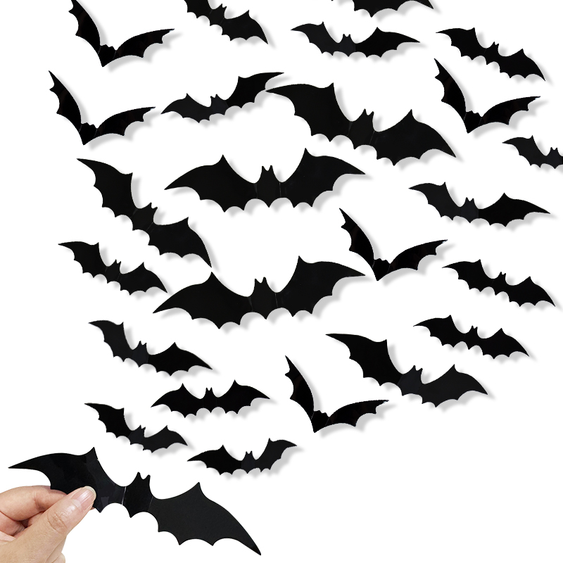 3Dブラックバットウォールステッカー,ハロウィーンパーティー - Baby Nursery Wall Decals のレビューと価格