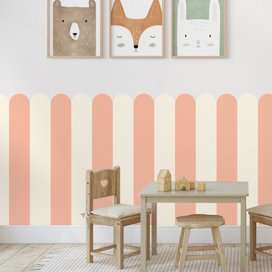 マルチカラー縦ストライプアーク壁紙保育園子供壁アートキッズル - Baby Nursery Wall Decals のレビューと価格